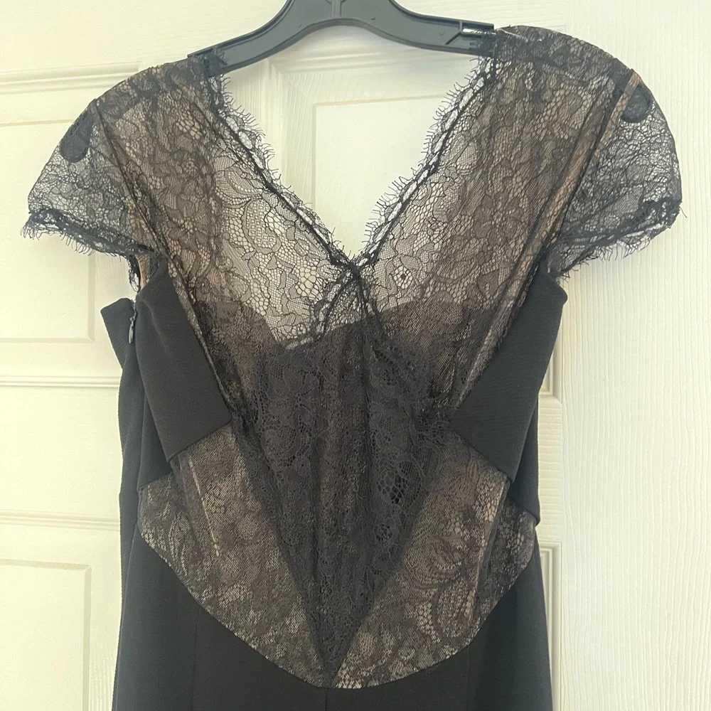 Bcbg Maxazria Black Julia Fitted Gown/ Dress with Lace Back $398 - Picture 5 of 7